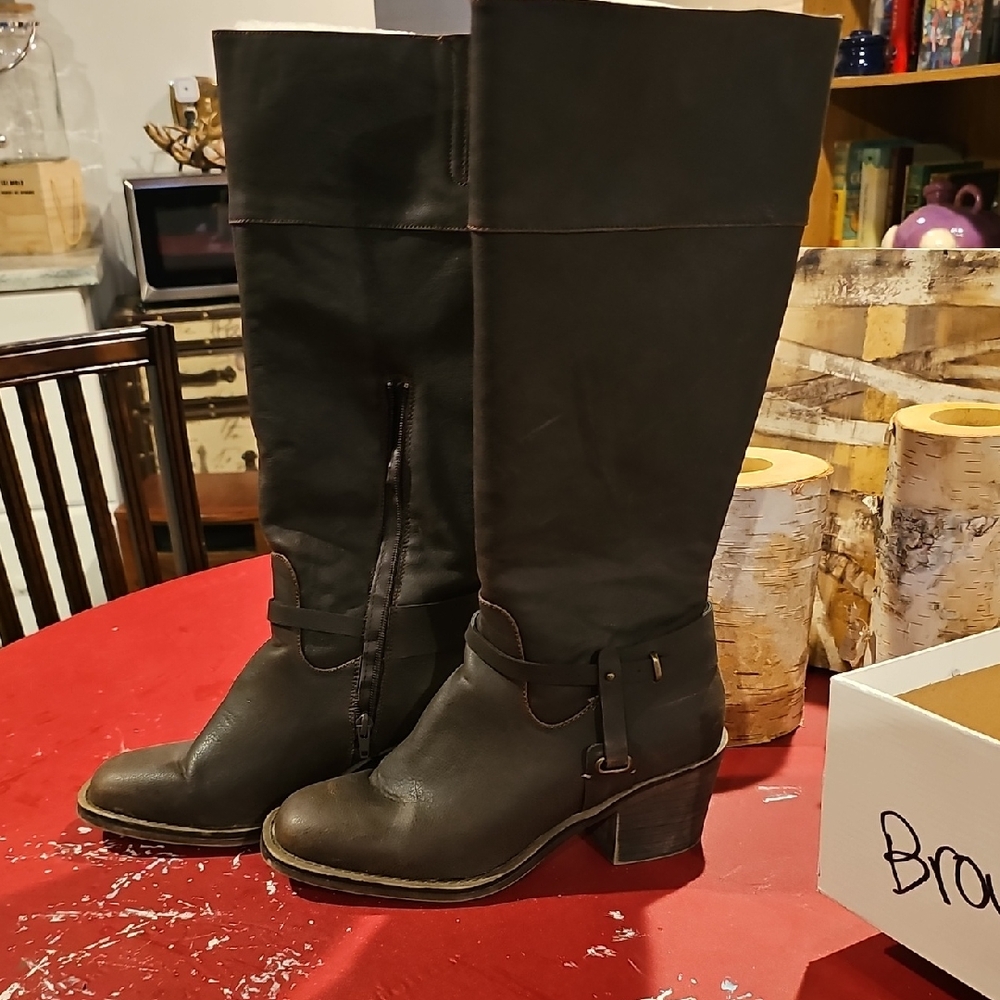 XOXO Brown Leather Tall Boots
